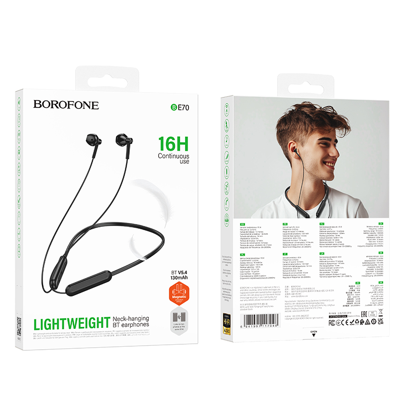 Беспроводные наушники для спорта BOROFONE BE70 Light, Bluetooth, черный фото