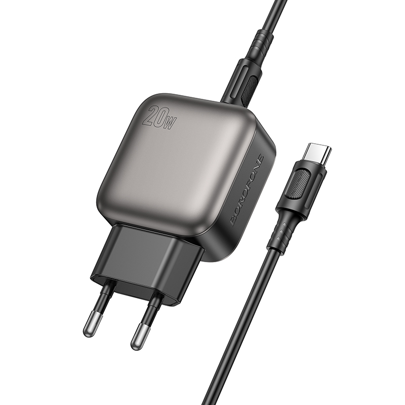 Сетевое зарядное устройство BOROFONE BAS54A Absolute 1xUSB + 1xUSB-C с Кабелем Type-C - Type-C, 3A, 20W, черный фото