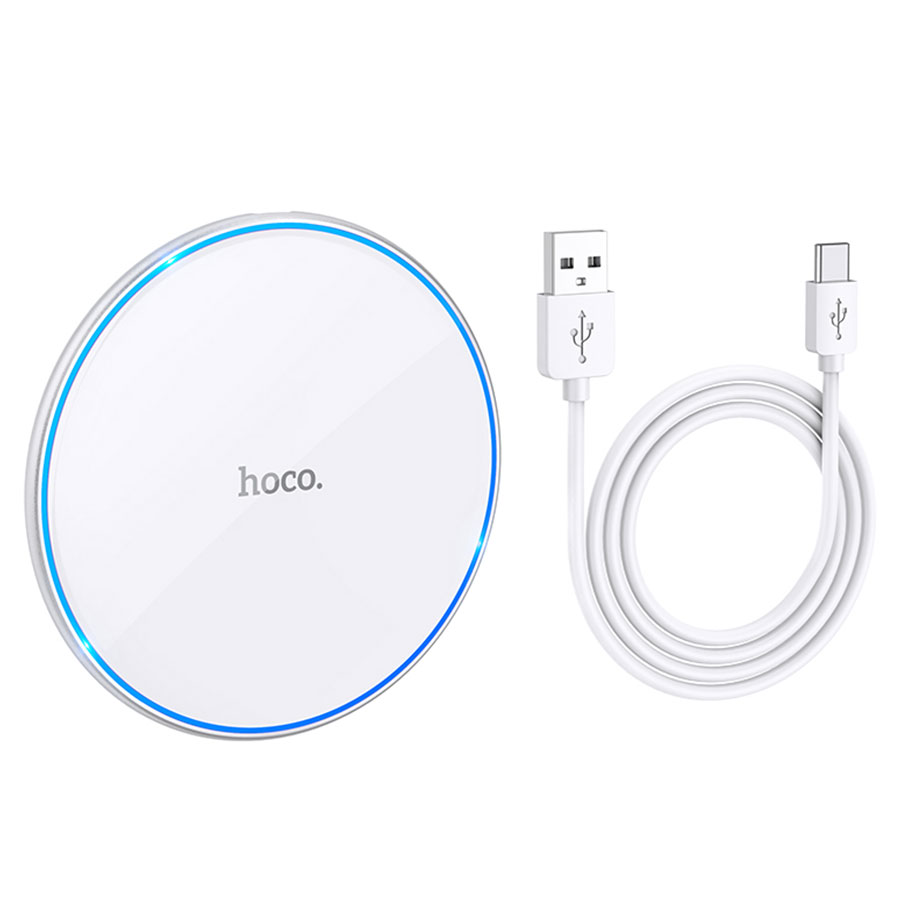 Беспроводное зарядное устройство HOCO CW6 Pro Easy с Кабелем USB - Type-C, 2A, 5W/7.5W/10W/15W, белый фото