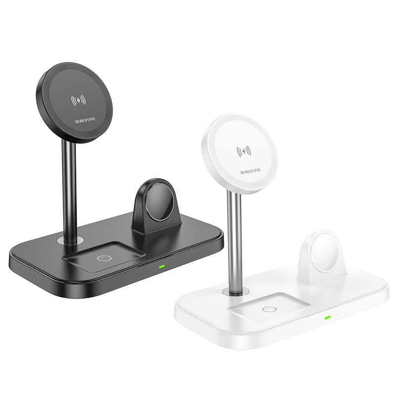 Настольная зарядная станция BOROFONE BQ29 Feliz для iPhone+Airpods+Apple Watch с Кабелем USB - Type-C, 5W/7.5W/10W/15W, белый фото