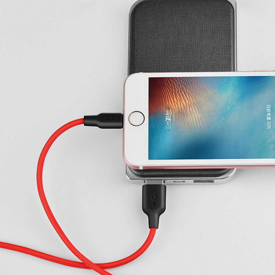Кабель USB HOCO X21 Silicone USB - MicroUSB, 2А, 1 м, красный+черный фото