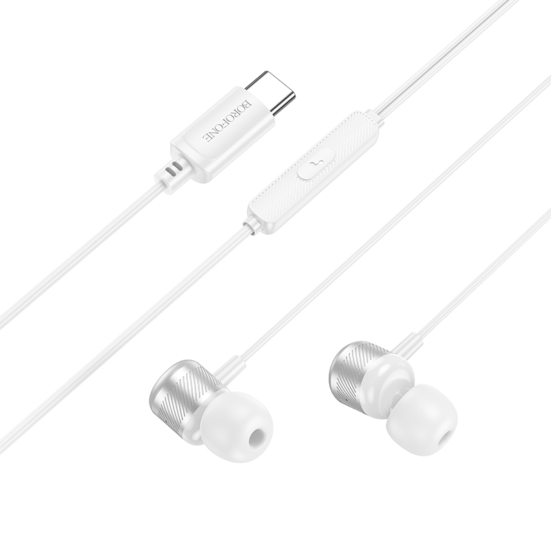 Проводные наушники BOROFONE BM93 Platinum, Type-C, 1.2 м, серебристый фото