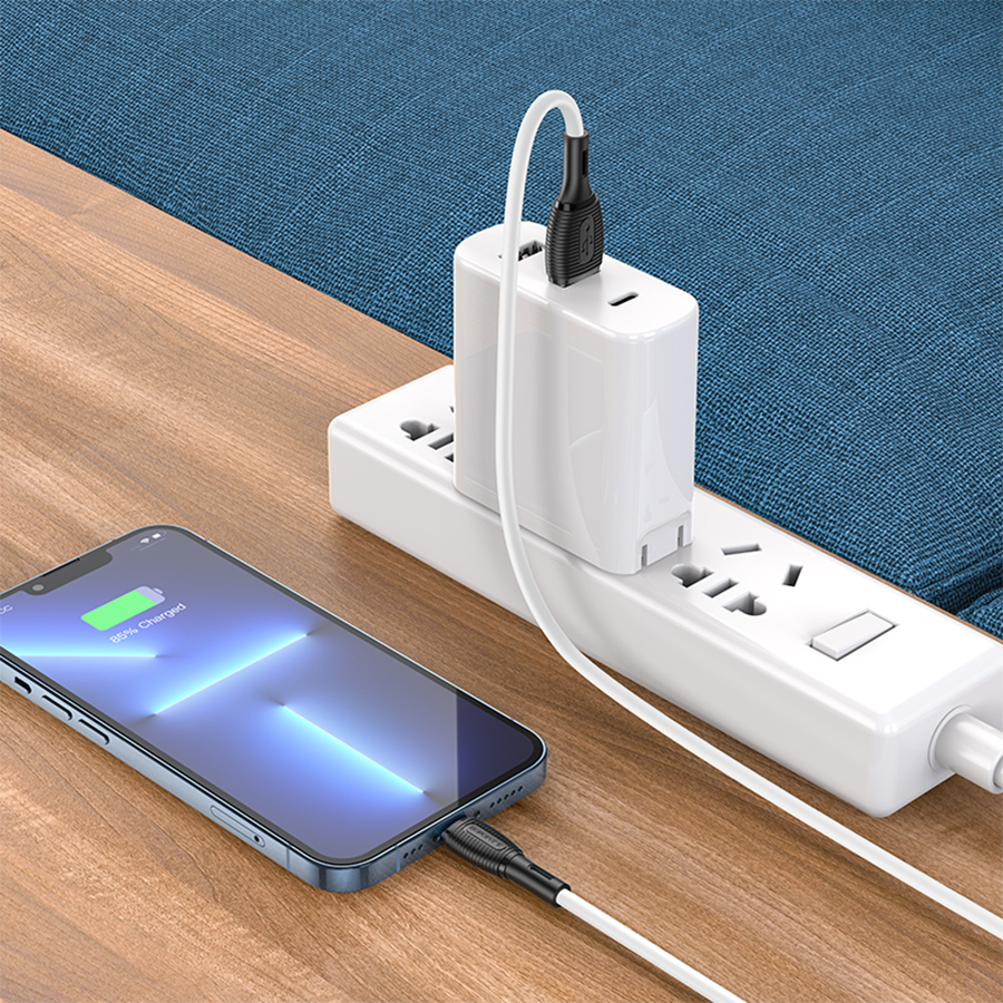 Кабель USB BOROFONE BX86 Advantage USB - Lightning, 2.4А, 1 м, белый фото