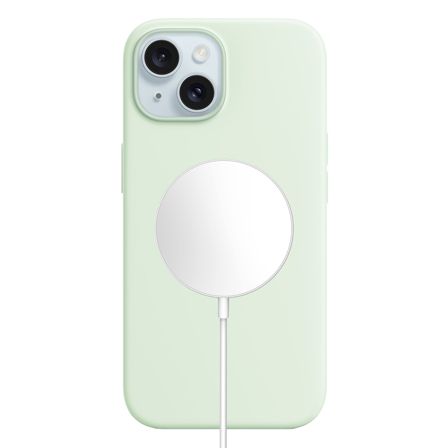 Чехол Silicone Case with MagSafe и Анимация цвета для iPhone 15 6.1", мятный Soft Mint (9) фото
