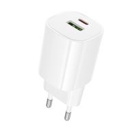 Сетевое зарядное устройство BOROFONE BA104A Pudding 1xUSB + 1xUSB-C, 3A, 20W, белый фото