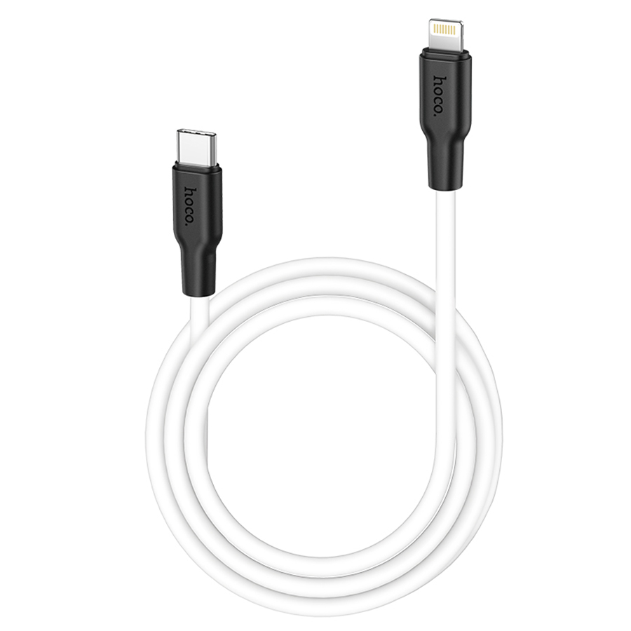 Кабель USB-C HOCO X21 Plus Silicone Type-C - Lightning, 3A, 1 м, черный+белый фото
