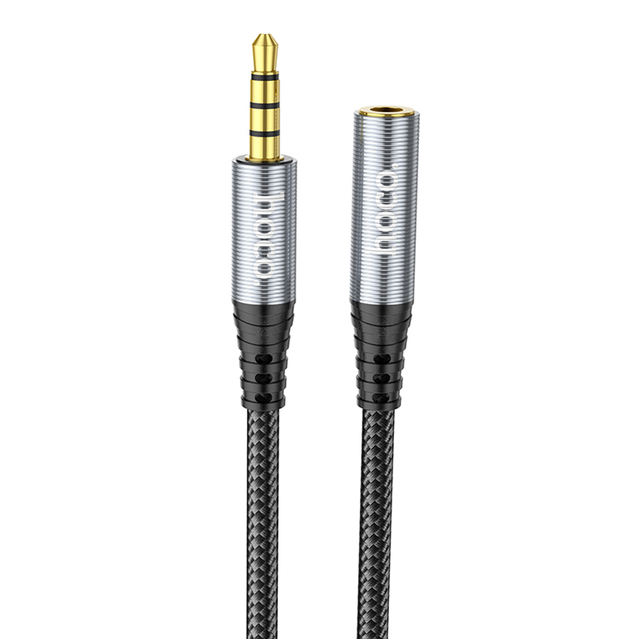 Переходник/Адаптер HOCO UPA20 Jack 3.5 (m) - Jack 3,5 (f), 1 м, серый металлик фото