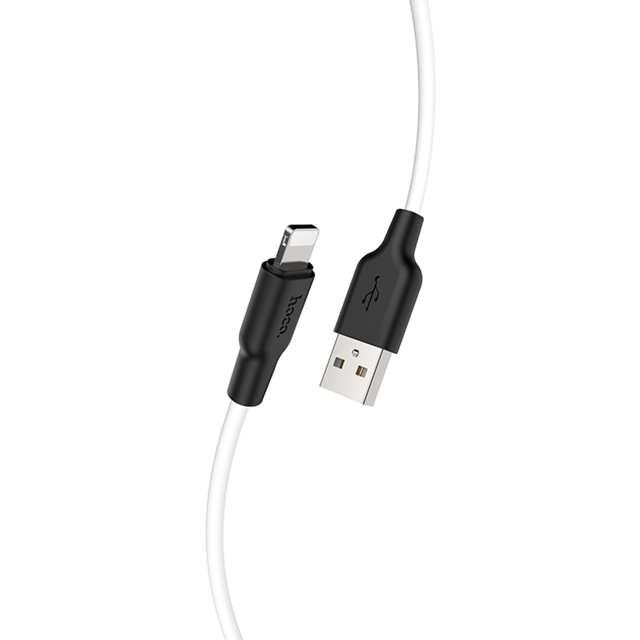 Кабель USB HOCO X21 Plus Silicone USB - Lightning, 2.4А, 1 м, белый+черный фото