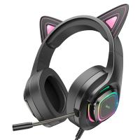 Проводные наушники HOCO W107 Cute cat, USB+Jack 3.5mm, 2 м, phantom cat фото