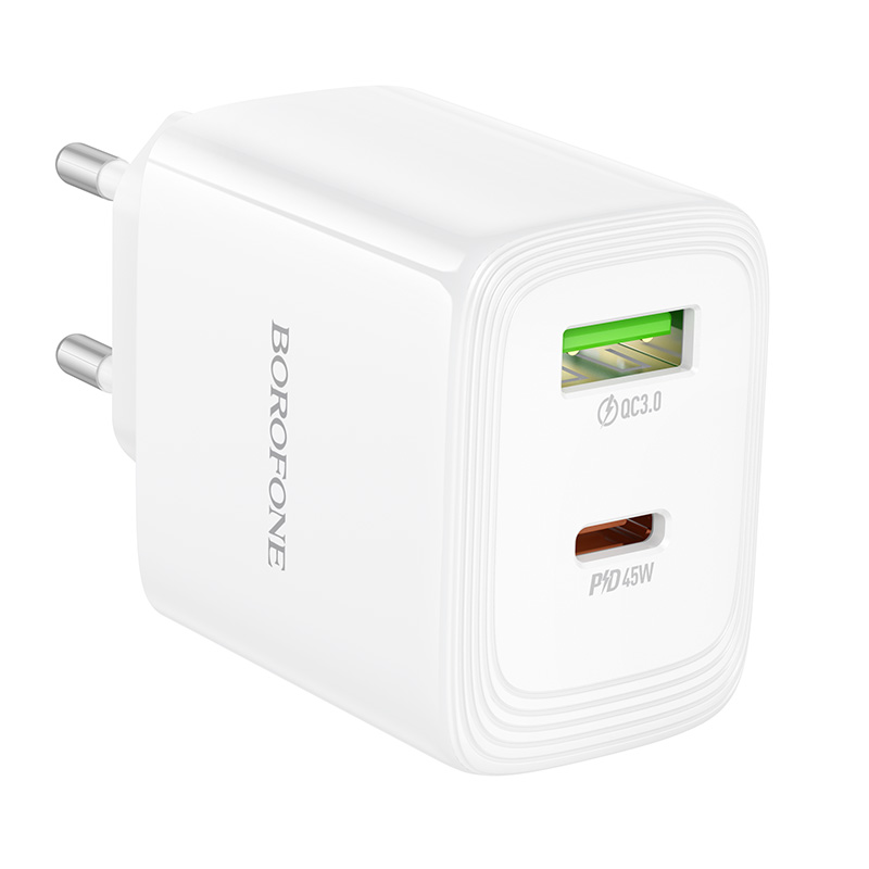 Сетевое зарядное устройство BOROFONE BN30 Cargador 1xUSB + 1xUSB-C, 45W, белый фото