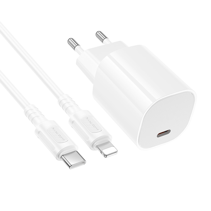 Сетевое зарядное устройство BOROFONE BA103A Pudding 1xUSB-C с Кабелем Type-C - Lightning, 20W, белый фото