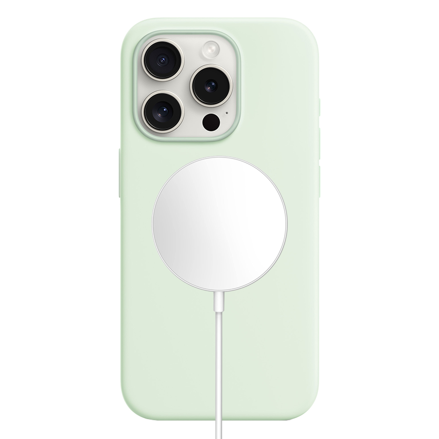 Чехол Silicone Case with MagSafe и Анимация цвета для iPhone 15 Pro 6.1", мятный Soft Mint (9) фото