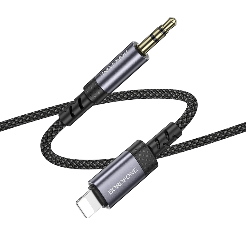 Аудиокабель BOROFONE BL24 Graceful AUX Jack 3,5 (m) - Lightning (m), 1 м, серый металлик фото