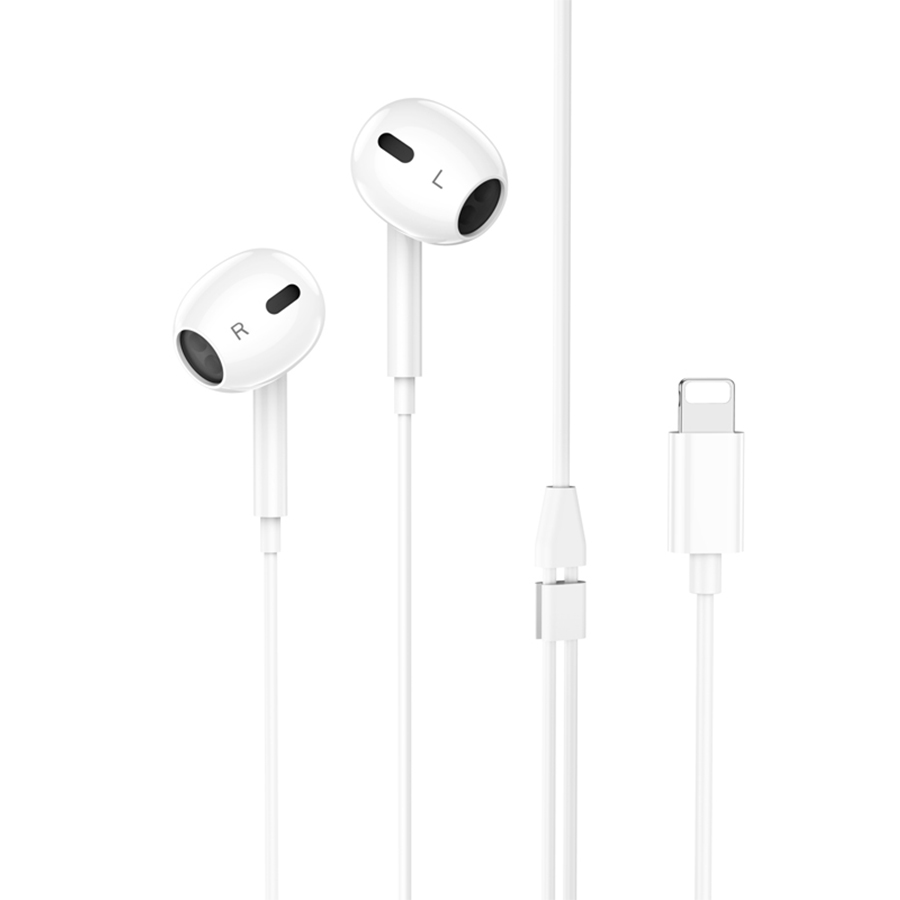 Проводные наушники HOCO M111 Max Primero, Lightning, 1.2 м, белый фото