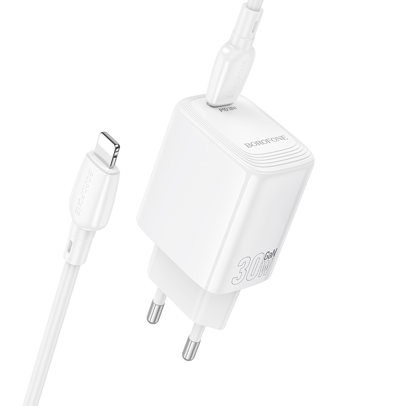 Сетевое зарядное устройство BOROFONE BN28 Fuente 1xUSB-C с Кабелем Type-C - Lightning, 30W, белый фото