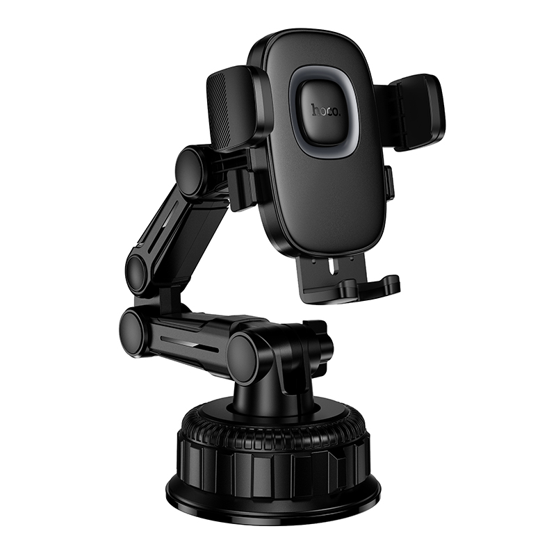 Автомобильный держатель HOCO H89 Crown, зажимной, на приборную панель, черный+серый металлик фото