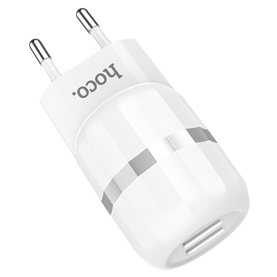Сетевое зарядное устройство HOCO C41A Wisdom 2xUSB с Кабелем USB - Micro, 2.4A, 10.8W, белый фото
