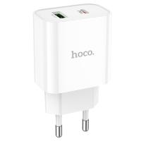 Сетевое зарядное устройство HOCO C80A Plus 1xUSB + 1xUSB-C, 3.0A, 20W, белый фото