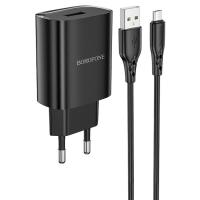 Сетевое зарядное устройство BOROFONE BN1 Innovative 1xUSB с Кабелем USB - Micro, 2.1A, 10W, черный фото