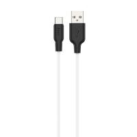 Кабель USB HOCO X21 Plus Silicone USB - Type-C, 3A, 1 м, белый+черный фото