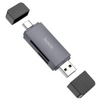Переходник/Адаптер HOCO HB45 Spirit 2 в 1 USB2.0 (m) / Type-C (m) - TF/SD, черный фото
