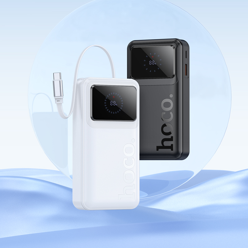 Портативный аккумулятор HOCO Q41 Bright, встроенный кабель Type-C, 22.5W, 20000 мА⋅ч, белый фото