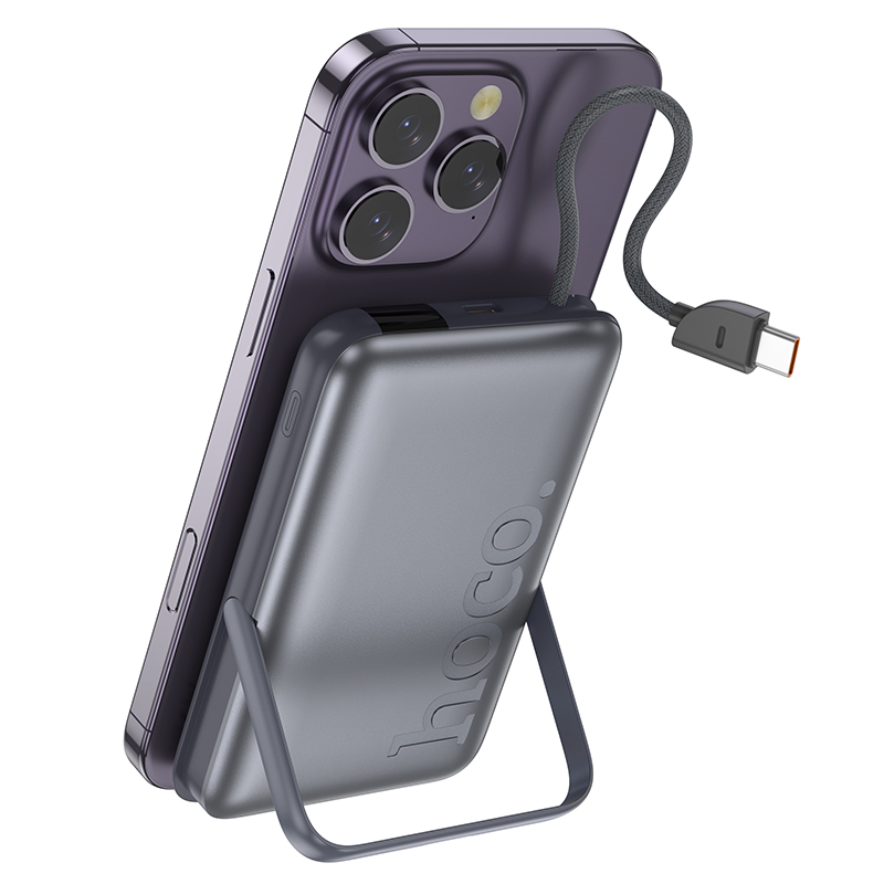 Портативный аккумулятор HOCO Q43 Clever, с беспроводной зарядкой, 20W, 10000 мА⋅ч, серый металлик фото