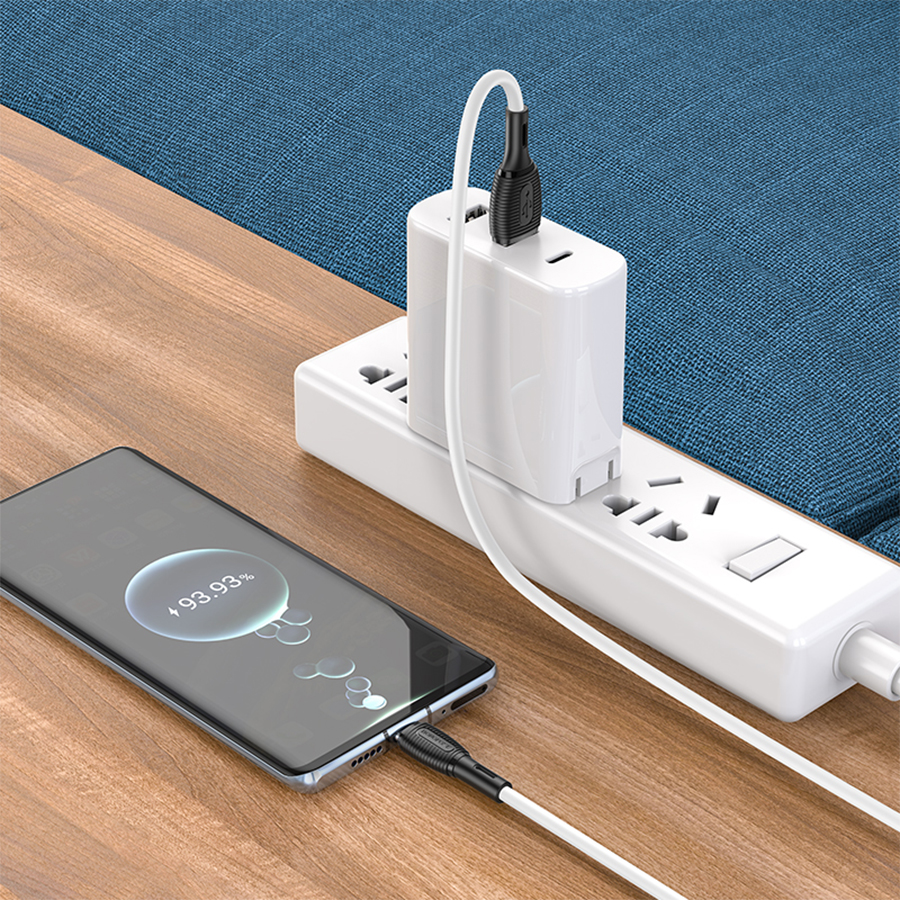 Кабель USB BOROFONE BX86 Advantage USB - Type-C, 3A, 1 м, белый оптом недорого с доставкой Кабель USB BOROFONE BX86 Advantage USB - Type-C, 3A, 1 м, белый фото