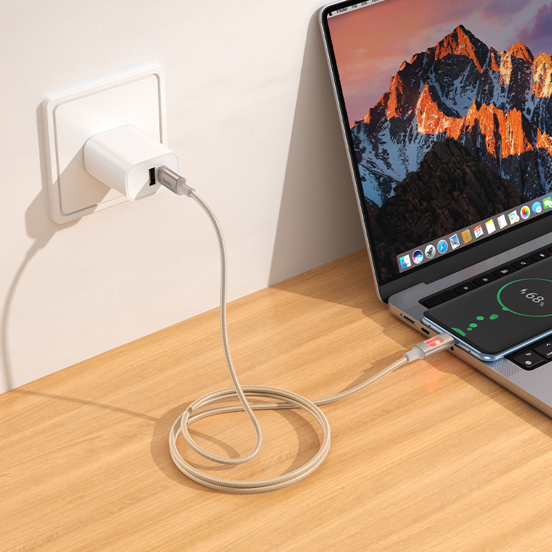 Кабель USB-C HOCO U144 Charging Type-C - Type-C, 3A, 60W, 1.2 м, золотой фото