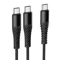 Кабель USB-C HOCO X123 Victory 2 в 1 Type-C - 2xType-C, 5V/3A, 1 м, черный фото