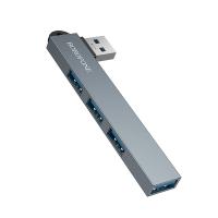 Переходник/Адаптер BOROFONE FH1 4 в 1 USB (m) - 1xUSB3.0 (f) + 3xUSB2.0 (f), серый металлик фото