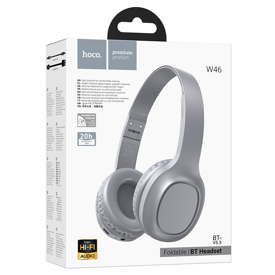 Беспроводные наушники накладные HOCO W46 Charm, Bluetooth, серый фото