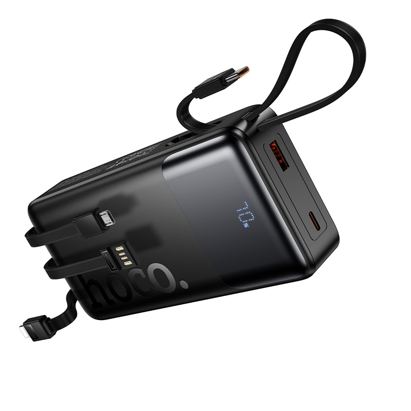Портативный аккумулятор HOCO J156A Founder, встроенный кабель Lightning + Type-C + MircoUSB, 22.5W, 20000 мА⋅ч, черный фото