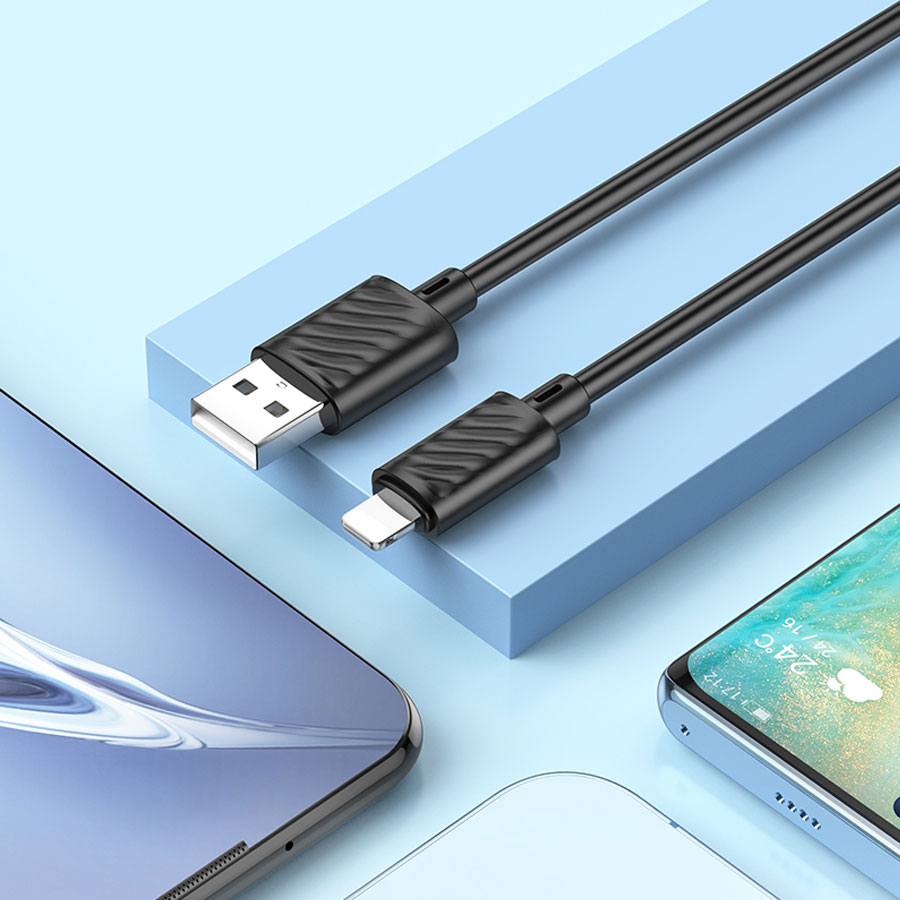 Кабель USB HOCO X88 Gratified USB - Lightning, 2.4А, 1 м, черный фото