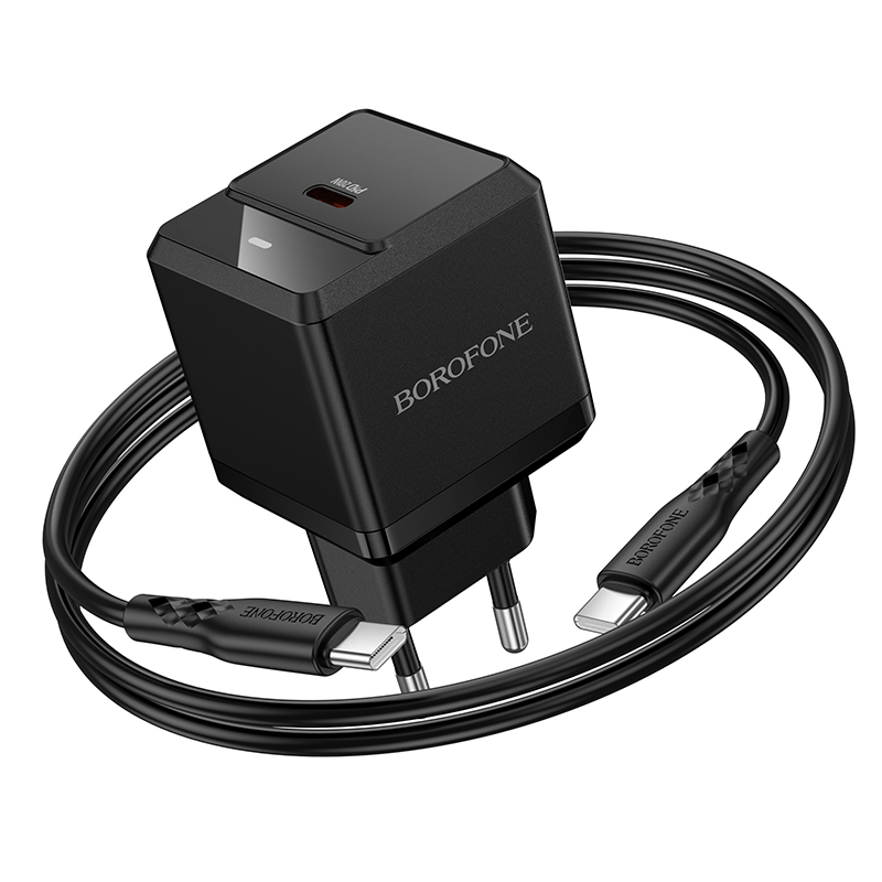 Сетевое зарядное устройство BOROFONE BN18 Intenso 1xUSB-C с Кабелем Type-C - Type-C, 20W, черный фото