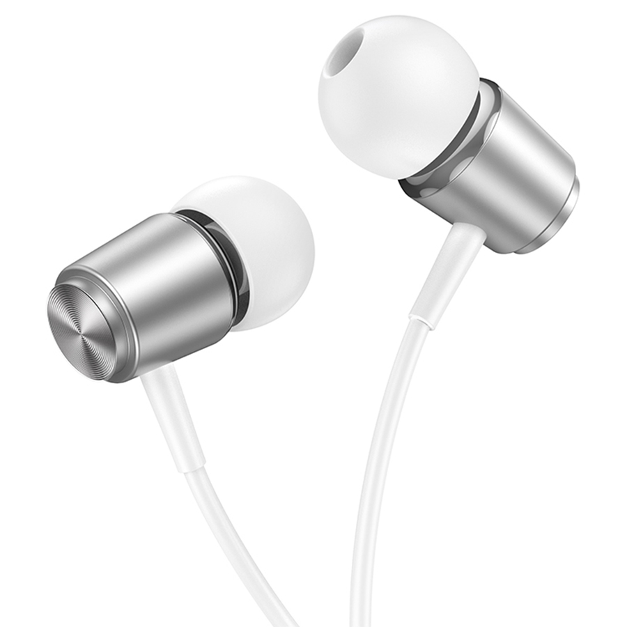 Проводные наушники HOCO M108 Spring, Jack 3.5mm, 1.2 м, серебристый фото