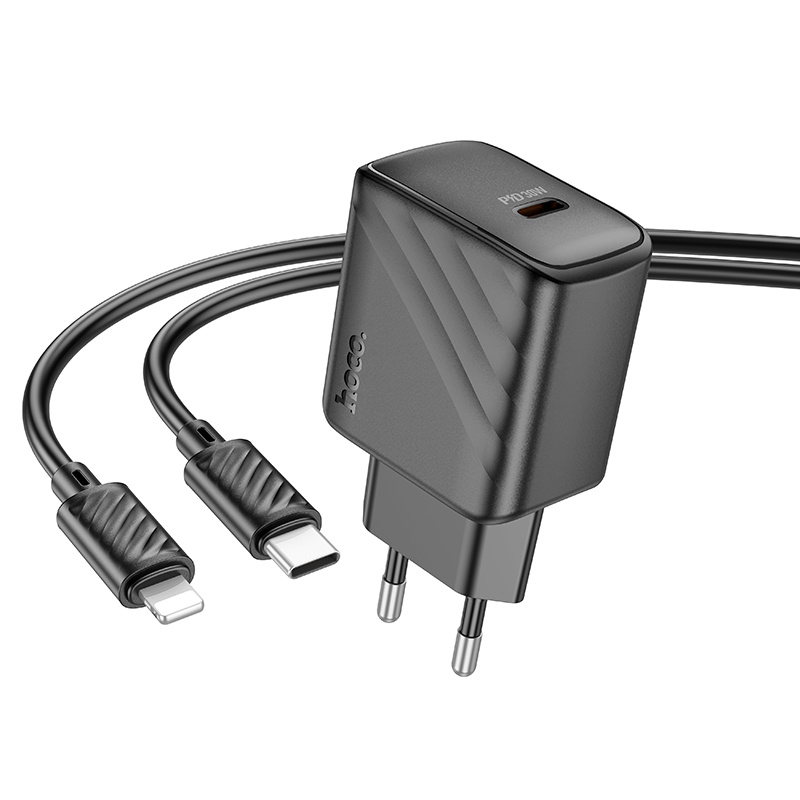 Сетевое зарядное устройство HOCO CS22A Value 1xUSB-C с Кабелем Type-C - Lightning, 30W, черный фото