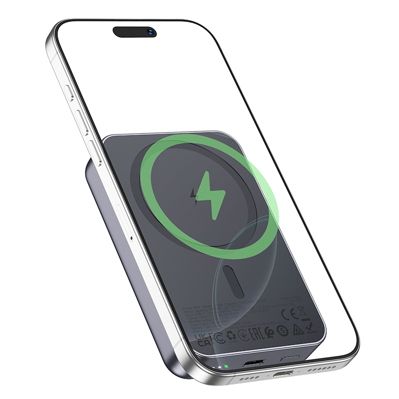 Портативный аккумулятор HOCO J160A Original, с беспроводной зарядкой, 20W, 10000 мА⋅ч, серый металлик фото