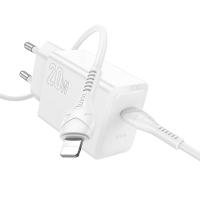 Сетевое зарядное устройство HOCO N68 Nuevo 1xUSB-C с Кабелем Type-C - Lightning, 20W, белый фото