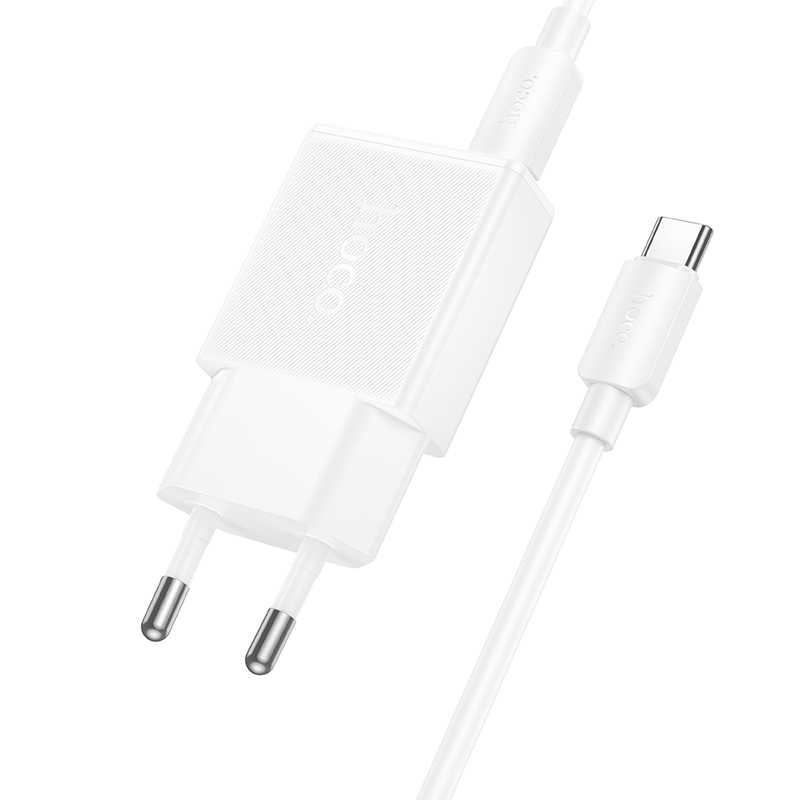 Сетевое зарядное устройство HOCO N73 Speed 1xUSB + 1xUSB-C с Кабелем Type-C - Type-C, 3A, 20W, белый фото