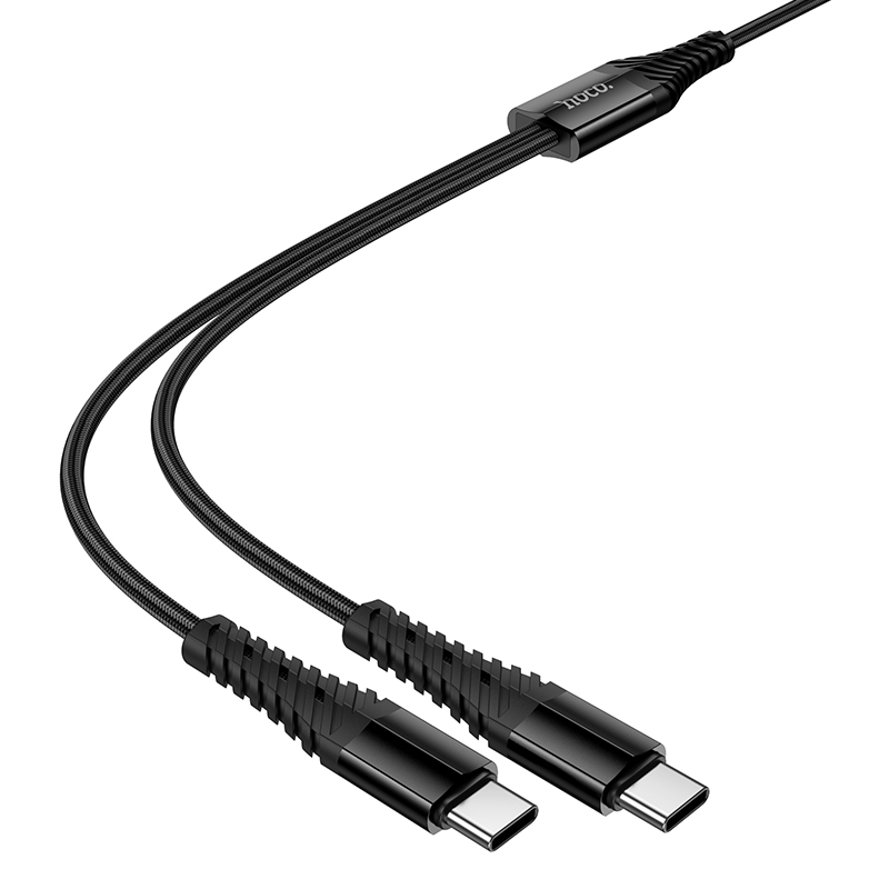 Кабель USB-C HOCO X123 Victory 2 в 1 Type-C - 2xType-C, 5V/3A, 1 м, черный фото