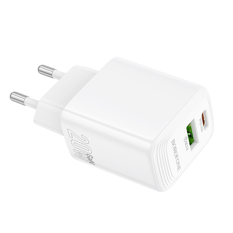 Сетевое зарядное устройство BOROFONE BN27 Fuente 1xUSB + 1xUSB-C, 3A, 20W, белый фото