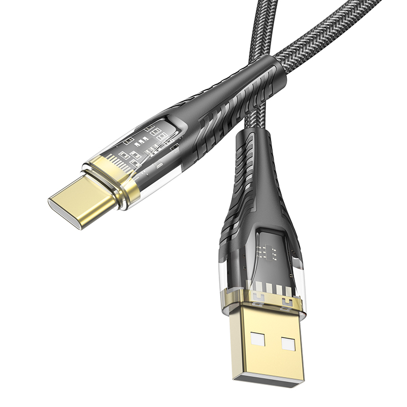 Кабель USB HOCO U121 Gold USB - Type-C, 3A, 1.2 м, черный фото
