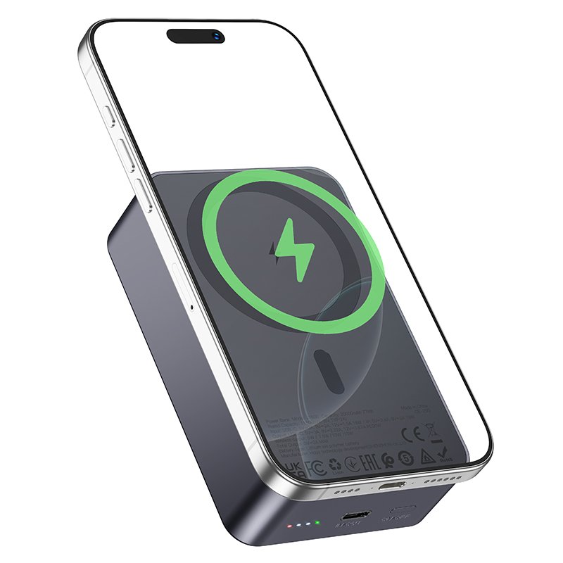 Портативный аккумулятор HOCO J160B Original, с беспроводной зарядкой, 20W, 20000 мА⋅ч, серый металлик фото