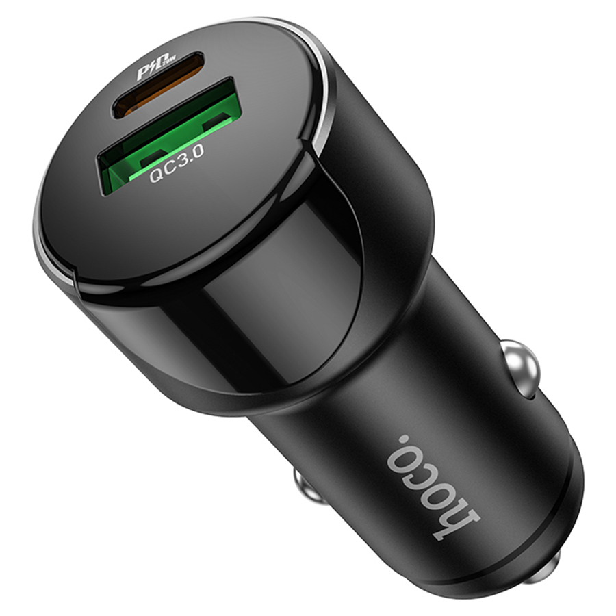 Автомобильное зарядное устройство HOCO Z42 Light, 1xUSB + 1xUSB-C, 20W, черный фото