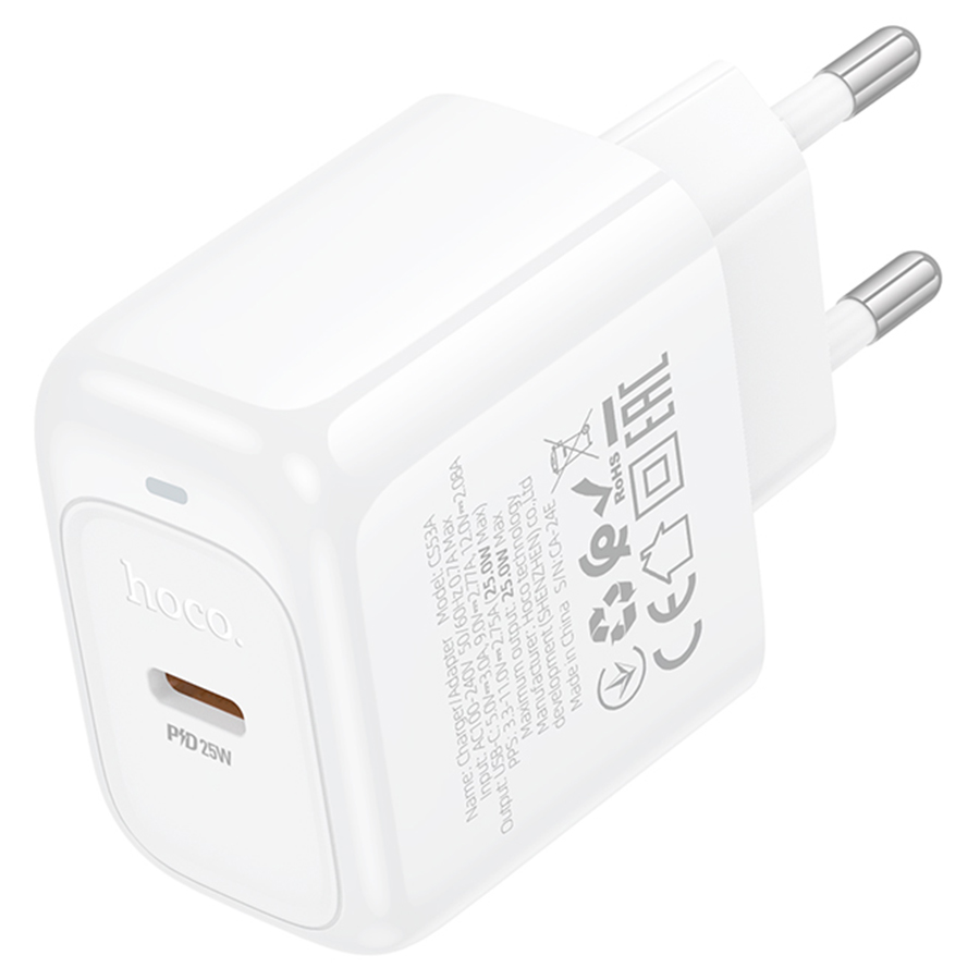 Сетевое зарядное устройство HOCO CS53A Surplus 1xUSB-C, 25W, белый фото