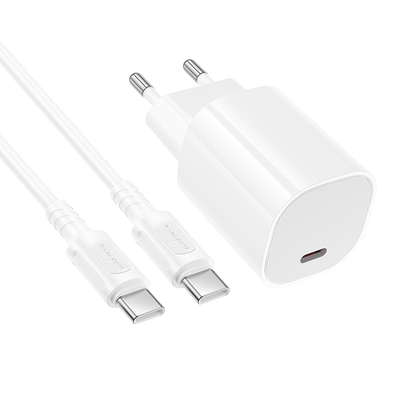 Сетевое зарядное устройство BOROFONE BA103A Pudding 1xUSB-C с Кабелем Type-C - Type-C, 20W, белый фото