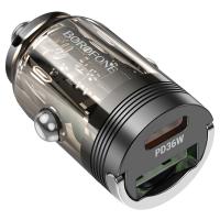 Автомобильное зарядное устройство BOROFONE BZ29A Talented, 1xUSB + 1xUSB-C, 3A, 36W, черный фото