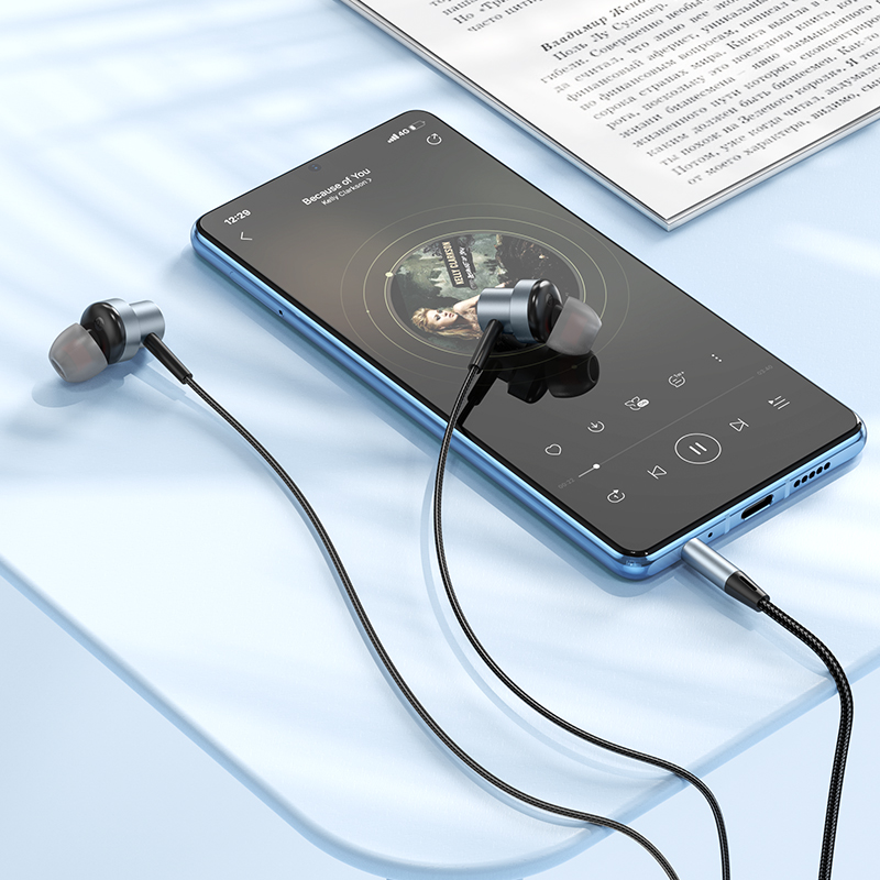 Проводные наушники BOROFONE BM87 Element, Jack 3.5mm, 1.2 м, серый металлик фото