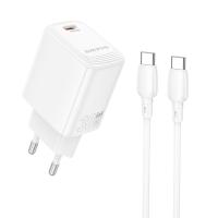 Сетевое зарядное устройство BOROFONE BN28 Fuente 1xUSB-C с Кабелем Type-C - Type-C, 30W, белый фото